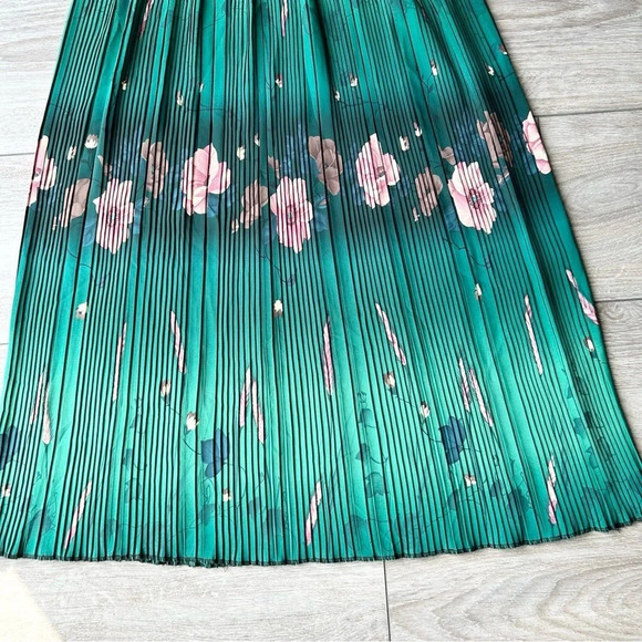 Floral Pattern Pleated Stretchy Midi Maxi Skirt - Picture 11 of 11